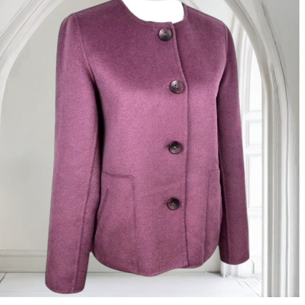 J. Jill Angora Wool Blazer Jacket Plum Purple Button Front Women's Small Petite